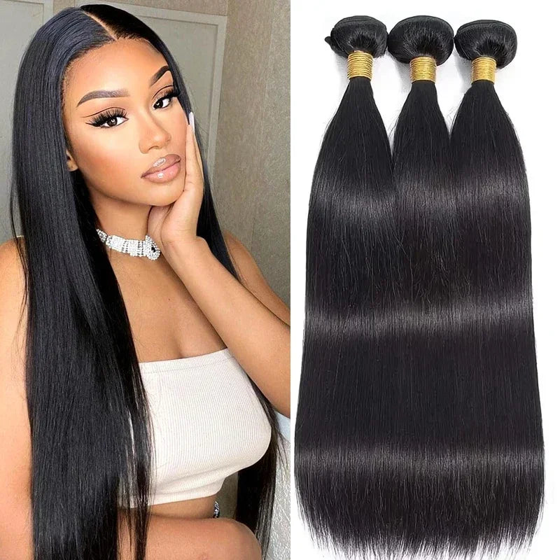 28 30 36 40 Inch Bone Straight 100% Real Human Hair Straight Human Hair Bundles Raw Hair Bundles Brazilian Hair Weave Extensions