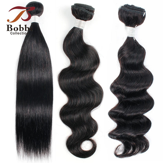 Clearance 100g Human Hair Weave Bundles Extension Black Color Body Wave Loose Deep Straight Style Bobbi