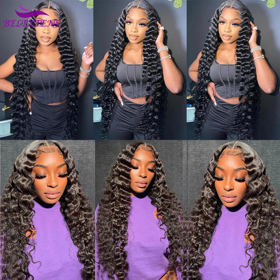 20 22 24 inch Deep Wave Hair Bundles with Closures 12A Raw Hair Long Thick Deep Curly Human Hair Bundles with 4x4 Lace Closure