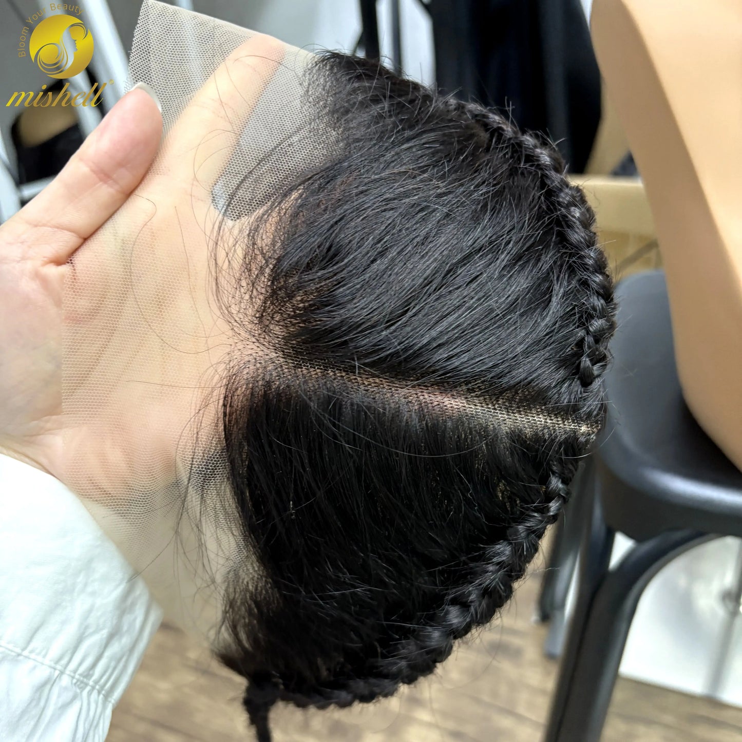13X4 Transparent Lace Frontal with Braids 10 Inches Natural Brazilian Remy Hair Lace Frontal for Women Girls