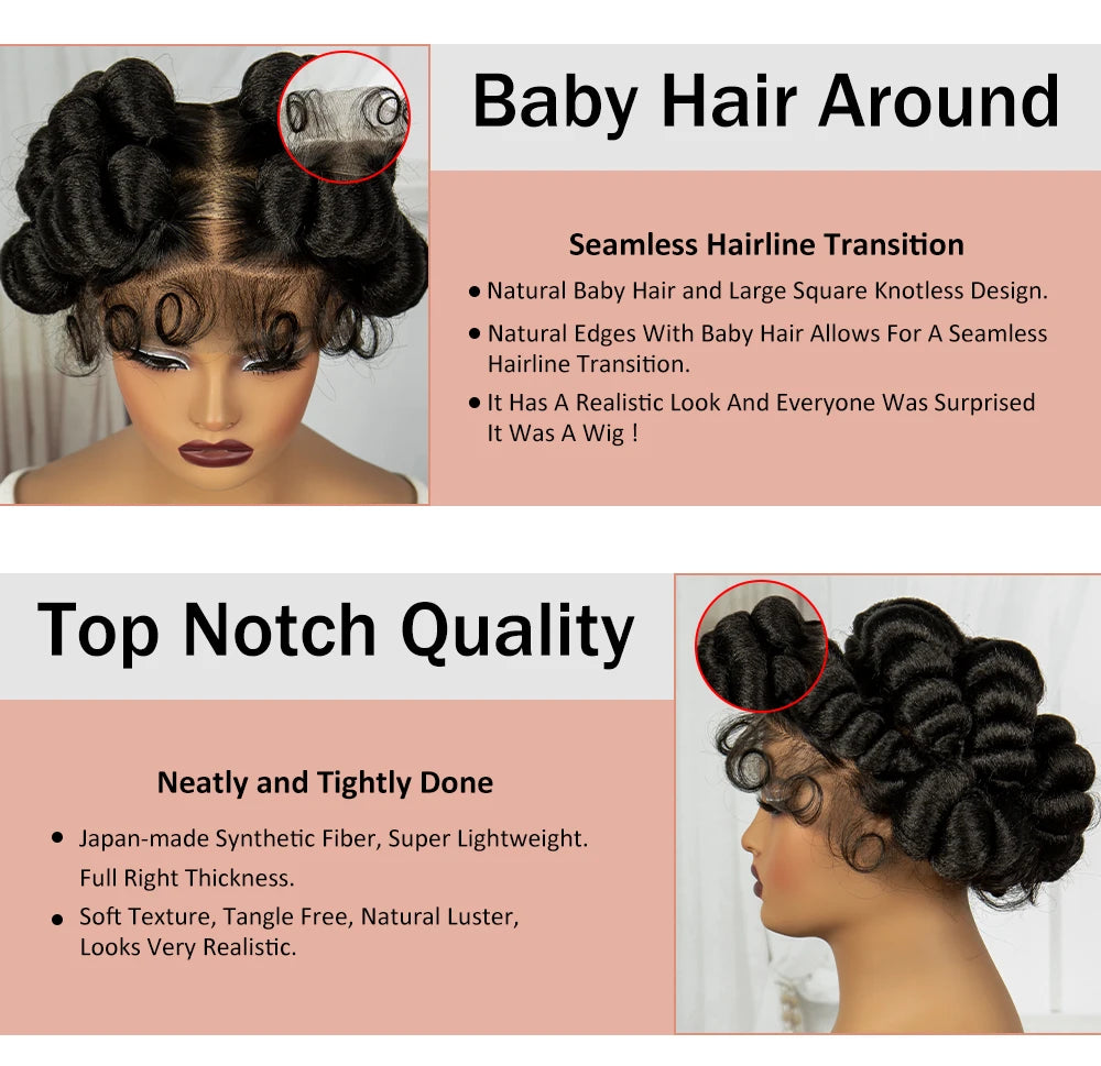 Synthetic Full Lace Handmade Bantu Braided Wigs Short Cute Natural Braided Lace Wigs For Black Women Knotless Braids Wigs