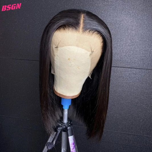 12inch 13X4 hd Transparent lace frontal Wigs Human Hair 220% density Bob Wigs 100% human hair for woman pre bleached Easy-go wig