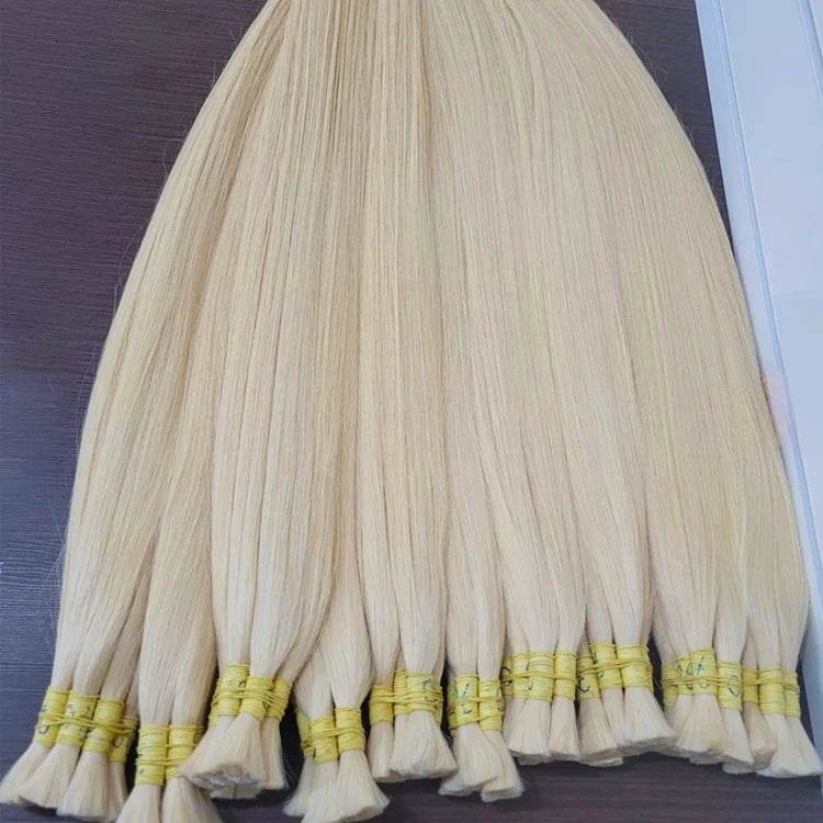 100% Real Human Hair Bulks 613 no Weft Honey Blond Hair Extensions Vietnamese Virgin Hair Straight Weaving Hair for Braiding