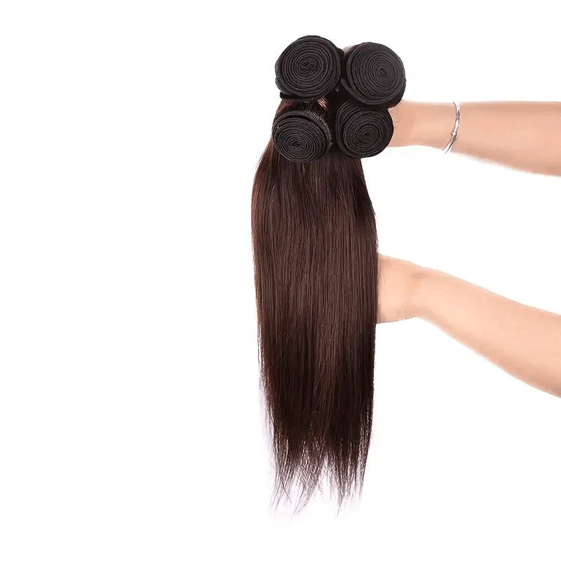 #2 Hair Bundles 1/3/4 Pcs Darkest Brown Colored Peruvian Human Hair Weaving Extensions 32 34 Inch Brazilian Hair Bundles Cheap