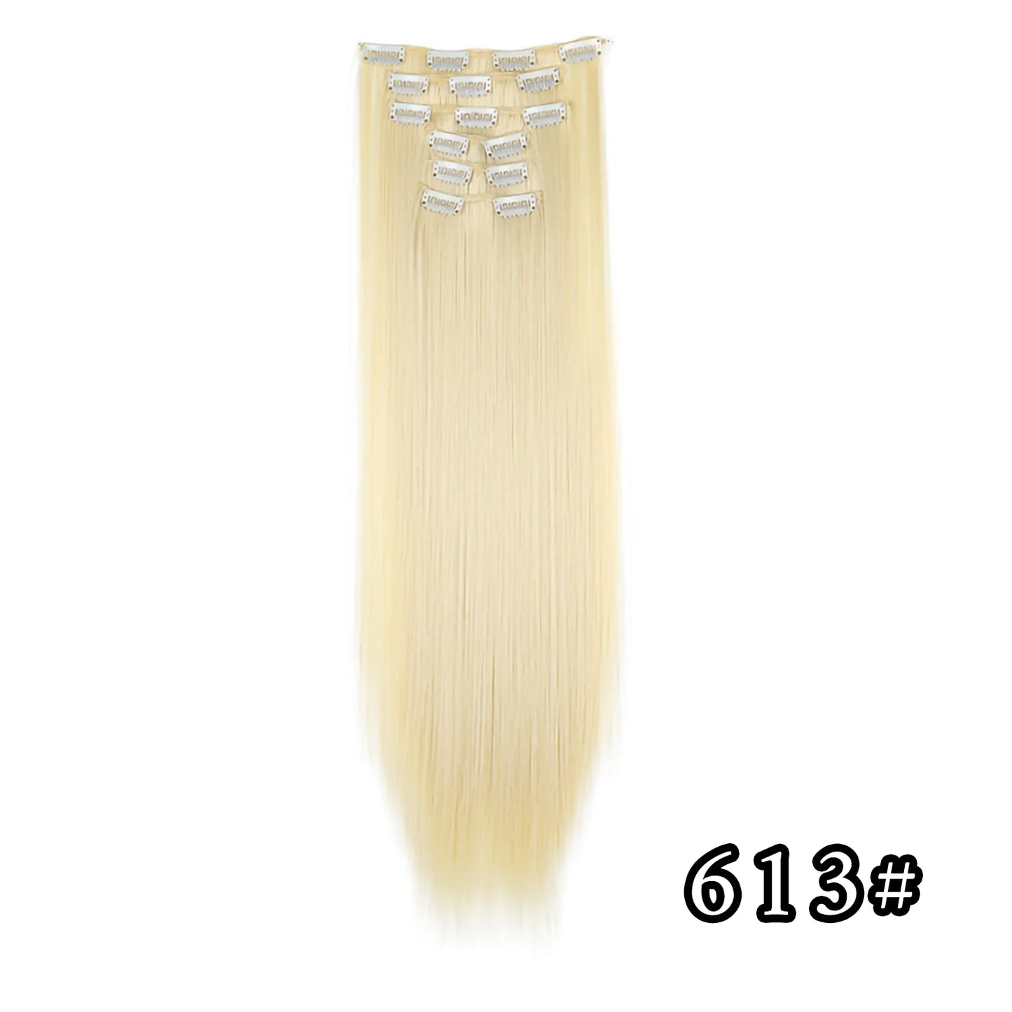 6Pieces/Set Synthetic 24Inch Long Straight Hair Extension Silky Hairpiece for Women