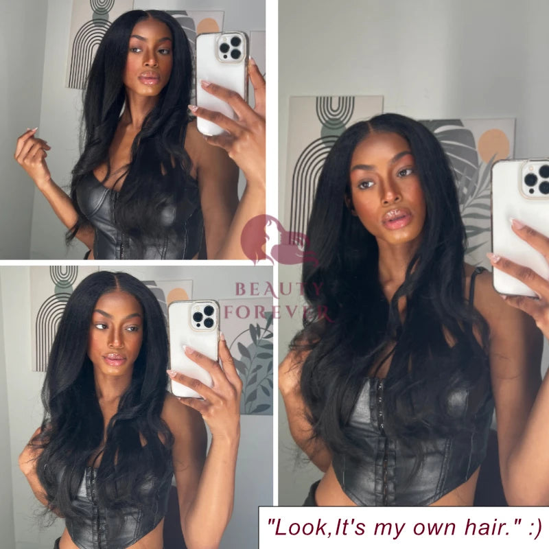 Beautyforever Real Natural 100% Human Hair Bundles Yaki Straight High Quality Brazilian Remy Human Hair Weft 3 Bundles