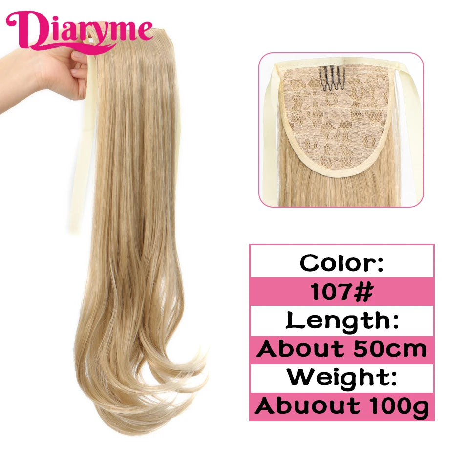 Synthetic Hairpiece Long Ponytail Hair Extensions Black Brown Wigs For Women Heat Reistan Pony Tail Fake Hair Clip In Ponytail
