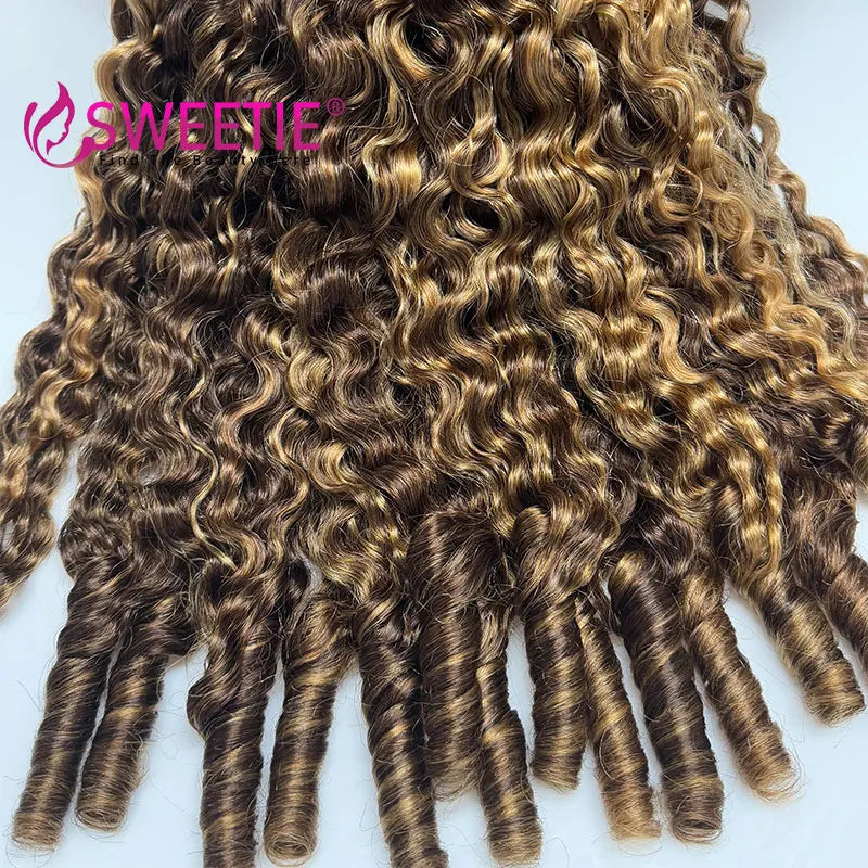 12A P4/27 Burmese Curly Human Hair Bundle Highlight Pixie Curls Human Hair Extensions Honey Blonde Vietnamese Raw Human Hair