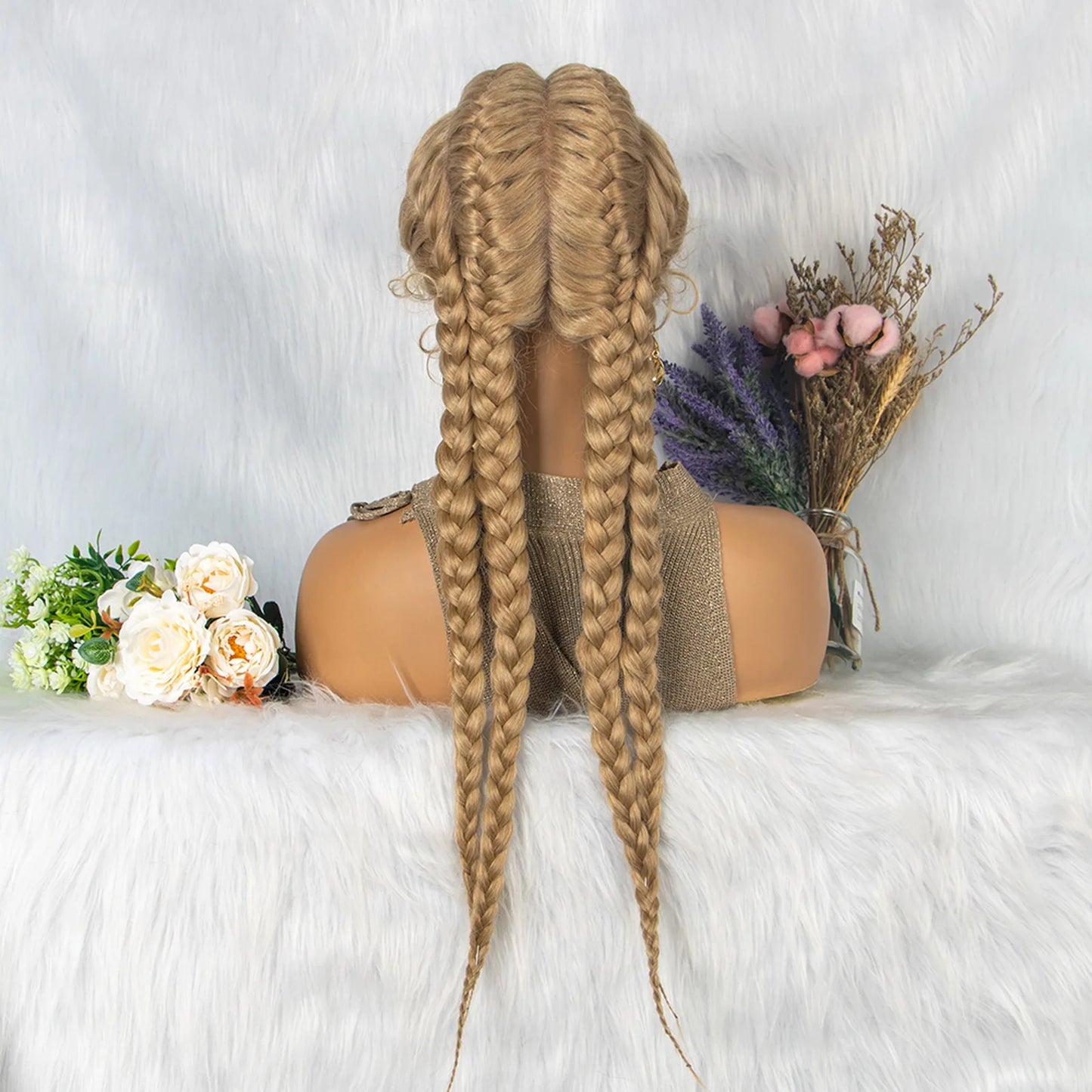 Synthetic Lace Wigs Braided Wigs with Baby Hair Long 26 Inches Box Braids Wig for Black Women Lace Front  Afro Hair Wigs