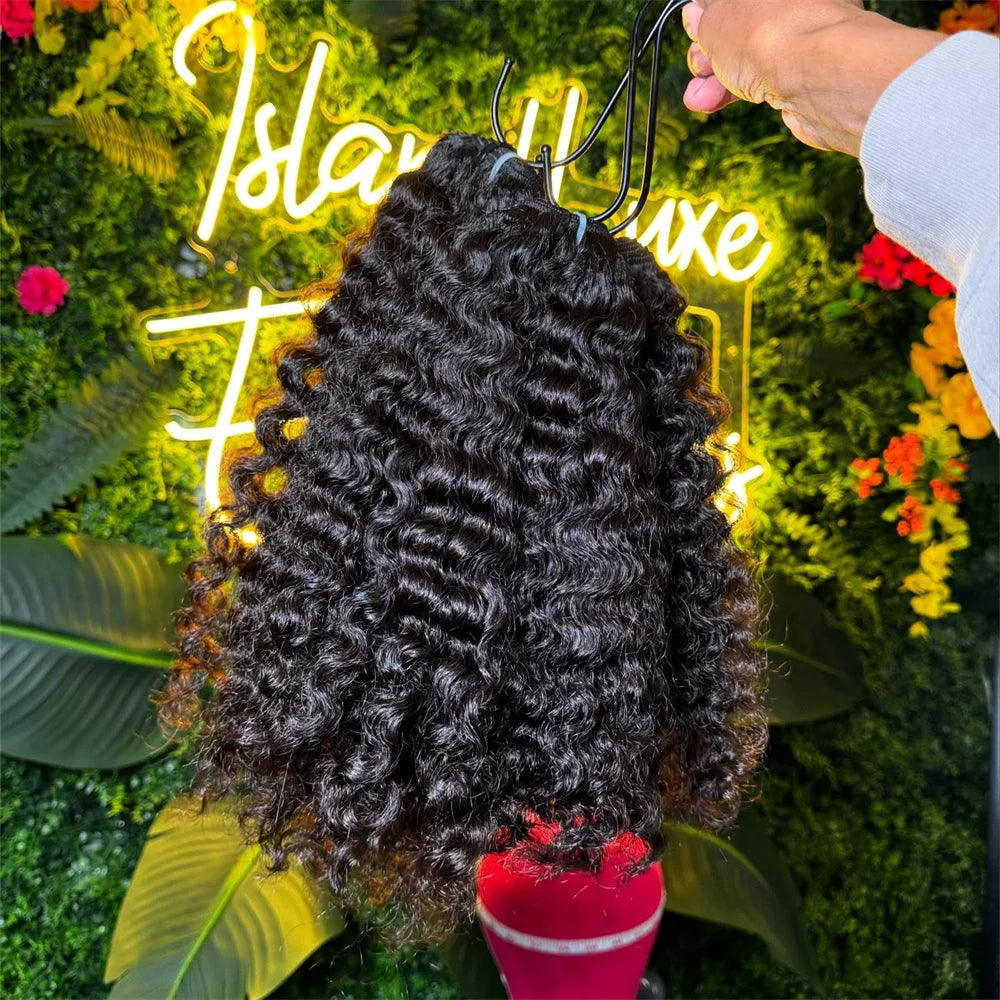 3C4A Burmese Curly Raw Hair Bundles Virgin Human Hairs Burmese Vietnamese Raw Human Hair Extensions Wholesale For Full Head 18A