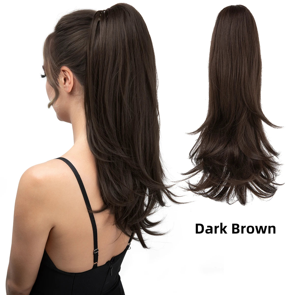 SARLA Premium Synthetic Claw Clip In Ponytail Hair Extensions Long Hairpiece Silky  Straight Fake Pigtail With Band For Women