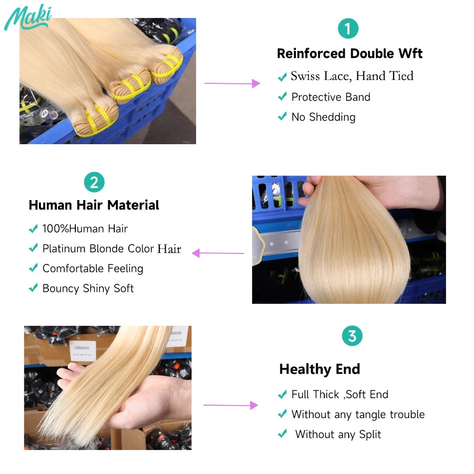 #613 Blonde Colored Straight Human Hair Bundles 1/2/3/4 Pcs 10-30 Inch 100% Raw Virgin Human Hair Weave Extensions For Women