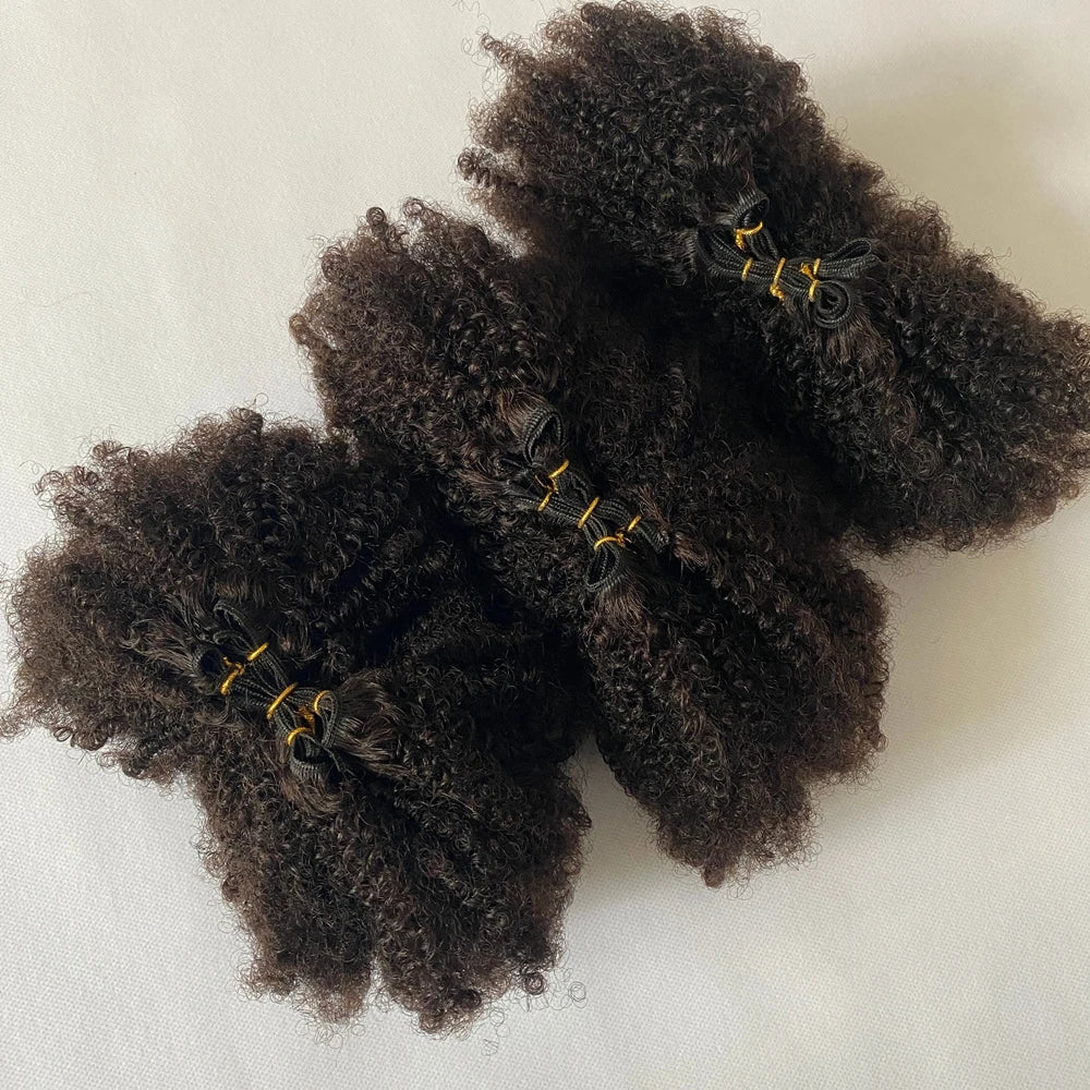Mongolian Raw Hair Fluffy Afro Kinky Curly Bundles Hair Extension Human Hair Remy Hair Double Drawn Women's Bundles Natural Hair