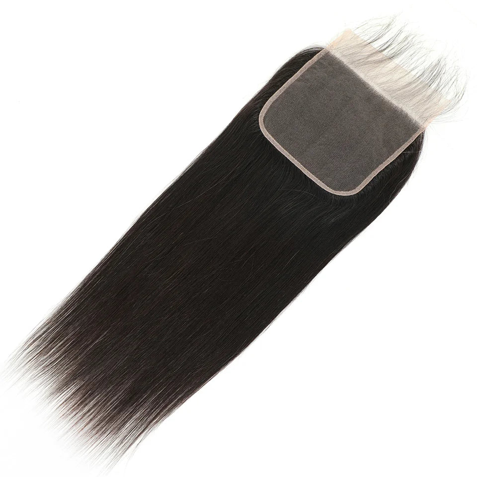 Straight Weaving Human Hair Extensions Bundles 28 30 32 Inch With 13x4 Lace Frontal Brazilian Human Weaves Hair Closure 4x4 5x5