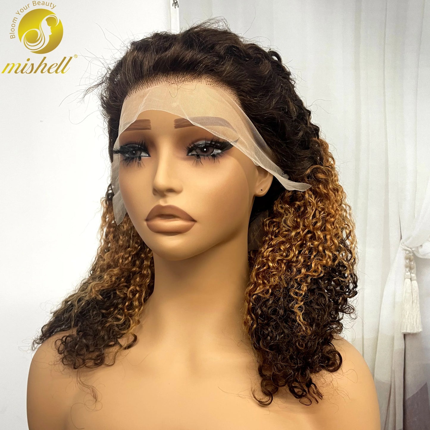 350% Density 13x4 Lace Frontal Pixie Curly Human Hair Wigs 12A Colored Water Wave Raw Burmese Bouncy Curly Hair Wigs for Women