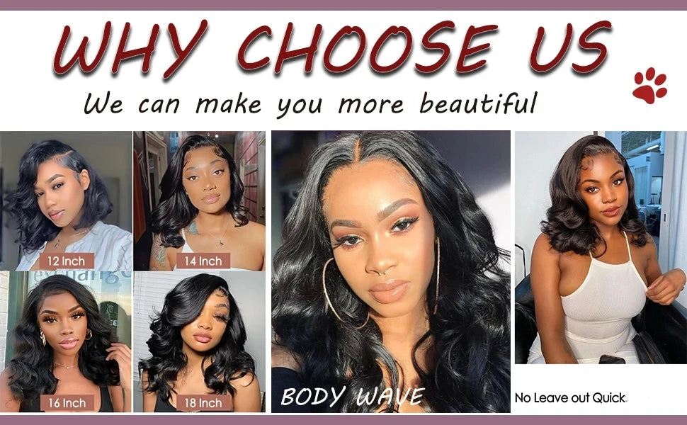 220 Density Body Wave Short Bob Wigs Human Hair 13x4 Transparent Lace Front Human Hair Wig Preplucked Lace Frontal Wig For Women