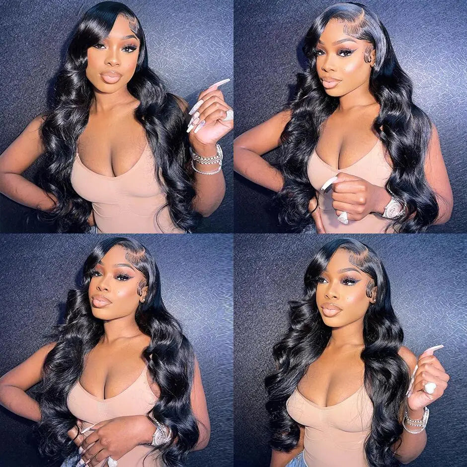 Peruvian Body Wave Bundles With Frontal 4x4 Closure Transparent Natural Virgin Human Hair Extensions Wholesale Bundles Weave