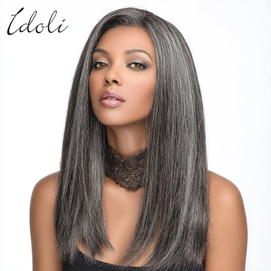Salt and Pepper Grey Wigs Human Hair Bob Wig 13x4 Straight Lace Front Wigs Human Hair Natural Hairline Gray Human Hair Wig
