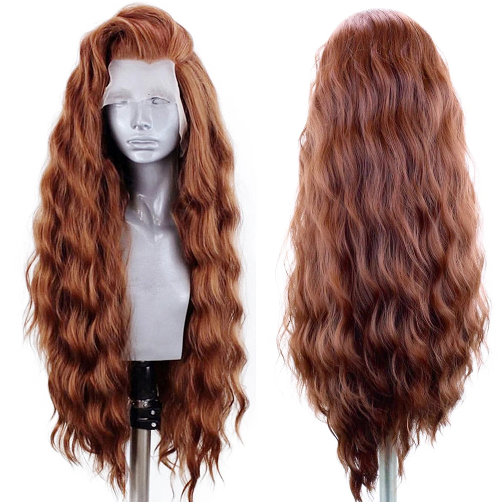 AIMEYA Synthetic Lace Front Wigs for Women Natural Hairline Synthetic Hair Lace Wig Long Brown Wig PrePlucked Cosplay Woman Wigs