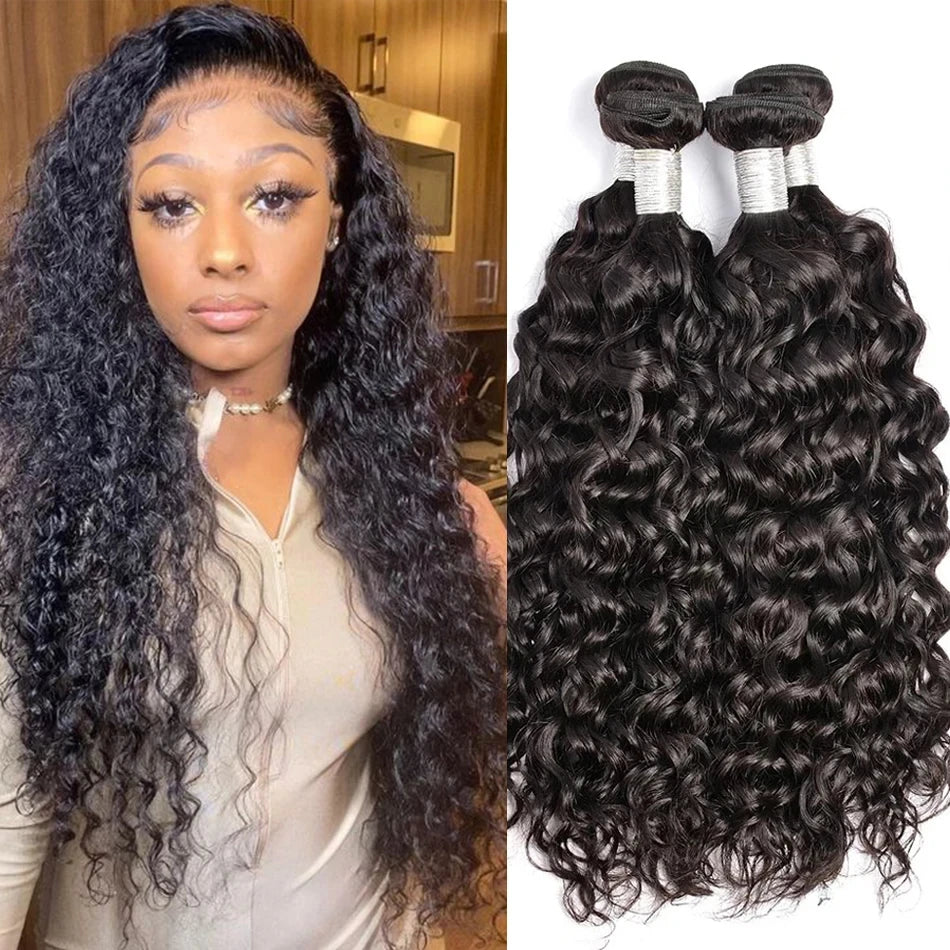 100% Unprocessed Malaysian Remy Human Hair Weave Extensions Wet and Wavy Hair Bundles cheveux humain 12A Water Wave Bundle Deals