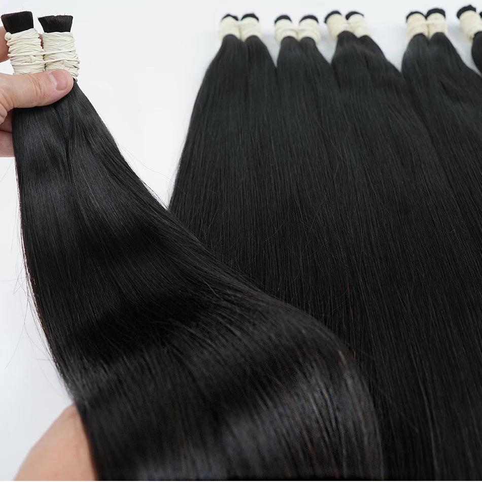 14A Grade 100% Real Natural Hair Extension Straight Human Hair Bundles No Weft Natural Black Bulks Blonde Brazilian Hair