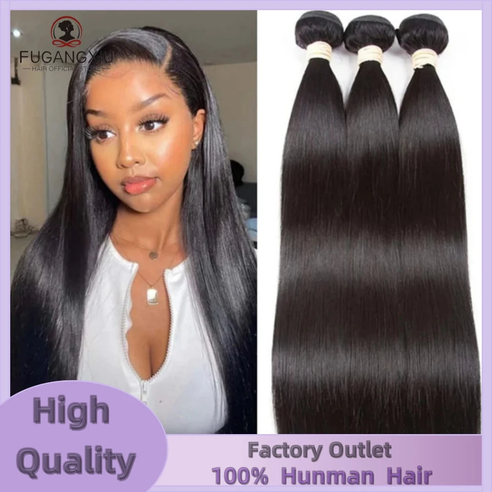 12A Bone Straight Hair Bundles Brazilian 100% Human Hair Weave Bundles 1/3/4 PCS Natural Black 8-30" Remy Human Hair Extensions