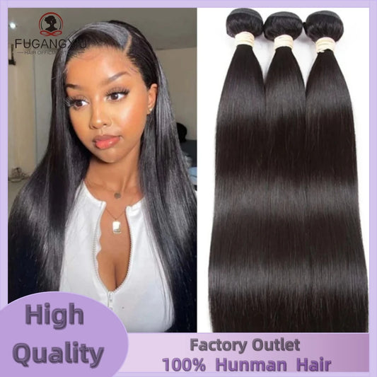 12A Bone Straight Hair Bundles Brazilian 100% Human Hair Weave Bundles 1/3/4 PCS Natural Black 8-30" Remy Human Hair Extensions