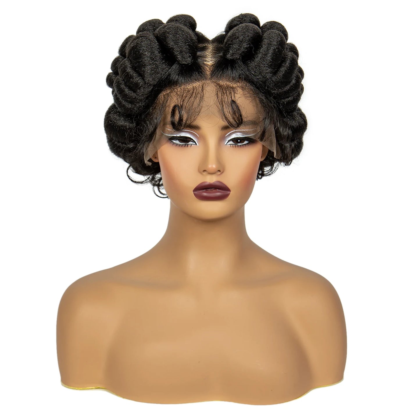 Synthetic Full Lace Handmade Bantu Braided Wigs Short Cute Natural Braided Lace Wigs For Black Women Knotless Braids Wigs