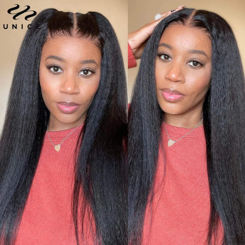 UNice Hair Yaki Straight Human Hair Bundles 100g Per Bundle 100% Human Hair Sew In Weaves 8-26 Inch Natutral Color 1/3/4 Bundles
