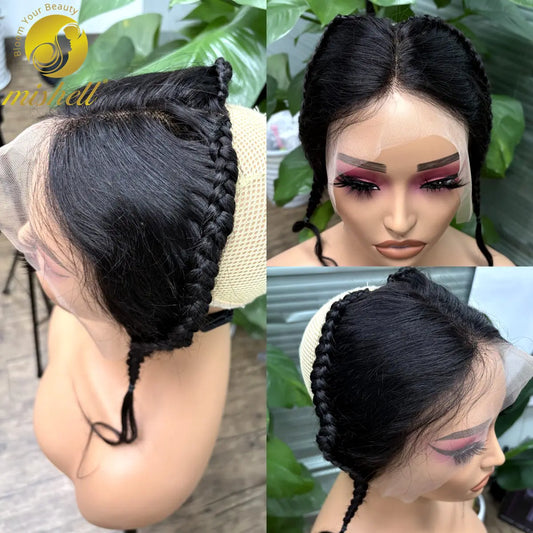 13X4 Transparent Lace Frontal with Braids 10 Inches Natural Brazilian Remy Hair Lace Frontal for Women Girls