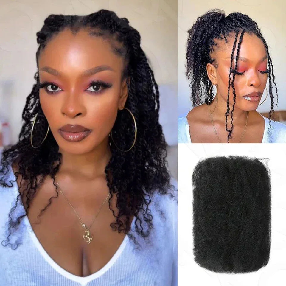 Afro Kinky Bulk Human Hair Extensions 1B# 30g/pcs Brazilian Human hair for Dreadlocks Crochet Repair Locs