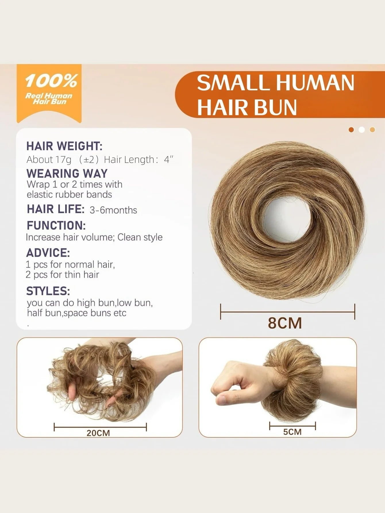 Messy Bun Hair Piece Human Hair Natural Black Wavy Tousled Stretchy Fluffy Donut Updo Elegant Chignon with Elastic Rubber Band