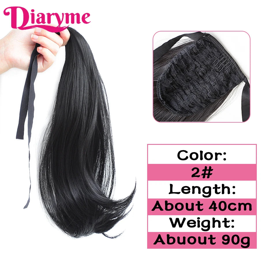 Synthetic Hairpiece Long Ponytail Hair Extensions Black Brown Wigs For Women Heat Reistan Pony Tail Fake Hair Clip In Ponytail