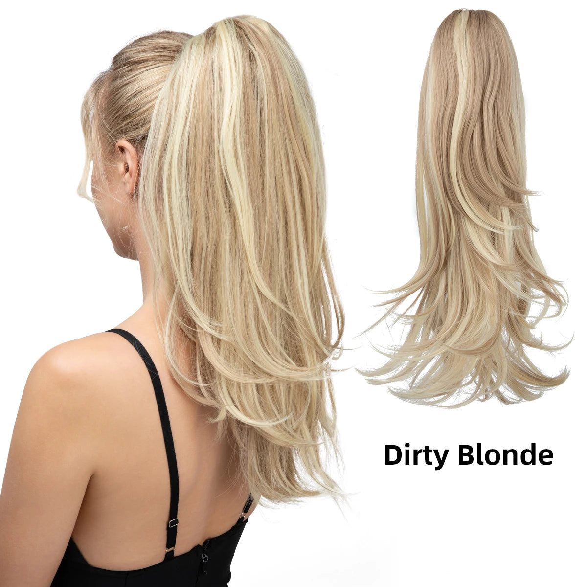 SARLA Premium Synthetic Claw Clip In Ponytail Hair Extensions Long Hairpiece Silky  Straight Fake Pigtail With Band For Women