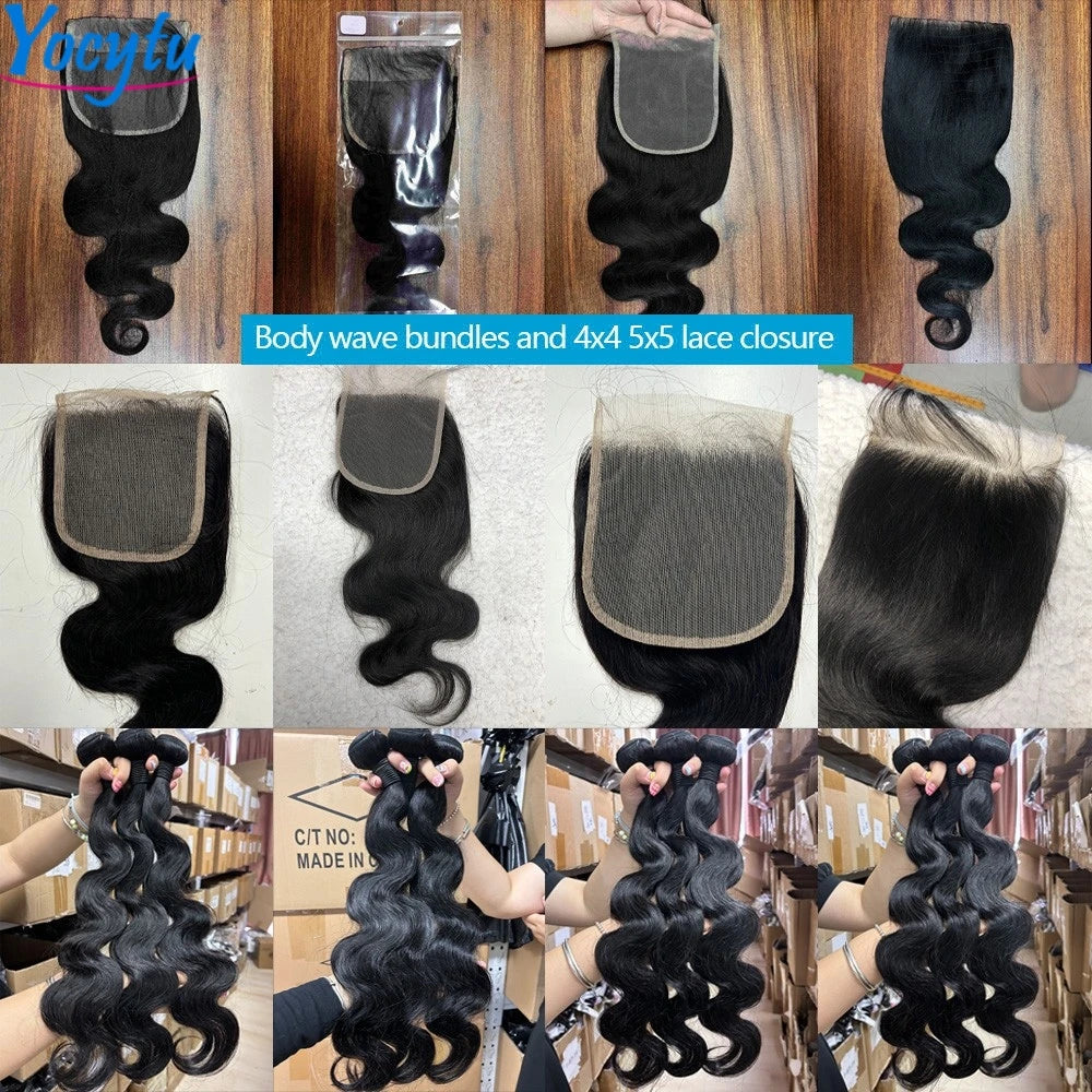 2x6 HD Lace Closure Human Hair Bundles With 4X4 5x5 Closure 20 22 24 Inch Body Wave Bundles Human Hair 3 Days Delivery France