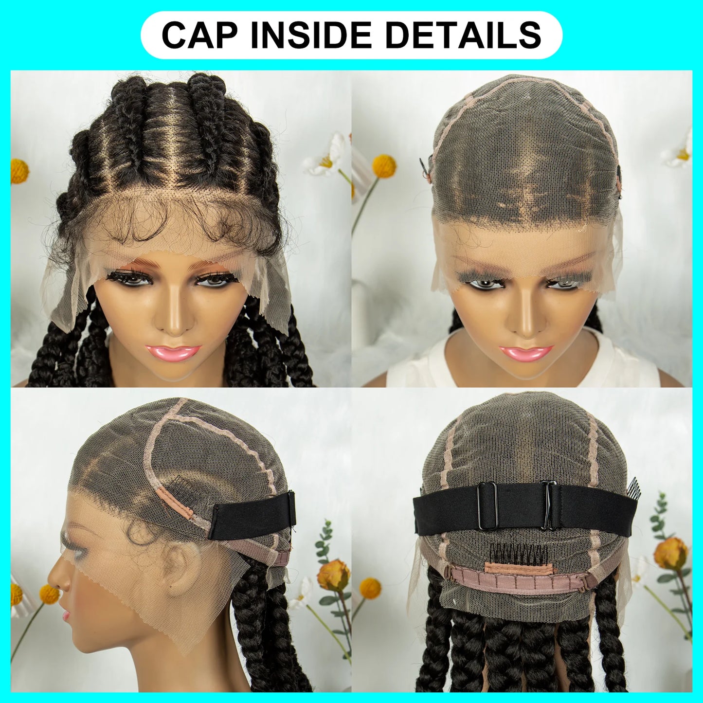 KIMA Cornrow Box Braided Wig Synthetic Full Lace Wigs for Africa Women Men Braids Wig with Baby Hair