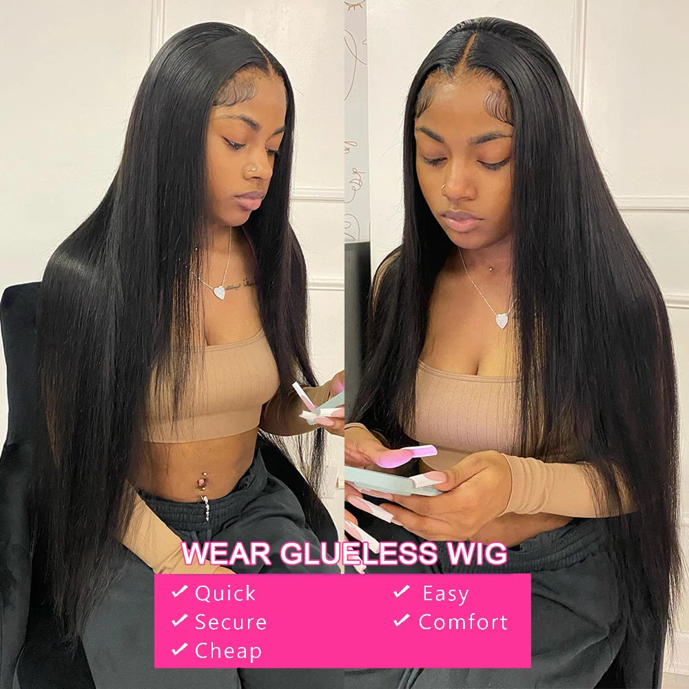 250% High Density Brazilian 30 40Inch Glueless Wig Human Hair Bone Straight 13x4 HD Lace Frontal Human Hair Wigs 7x5 Closure Wig
