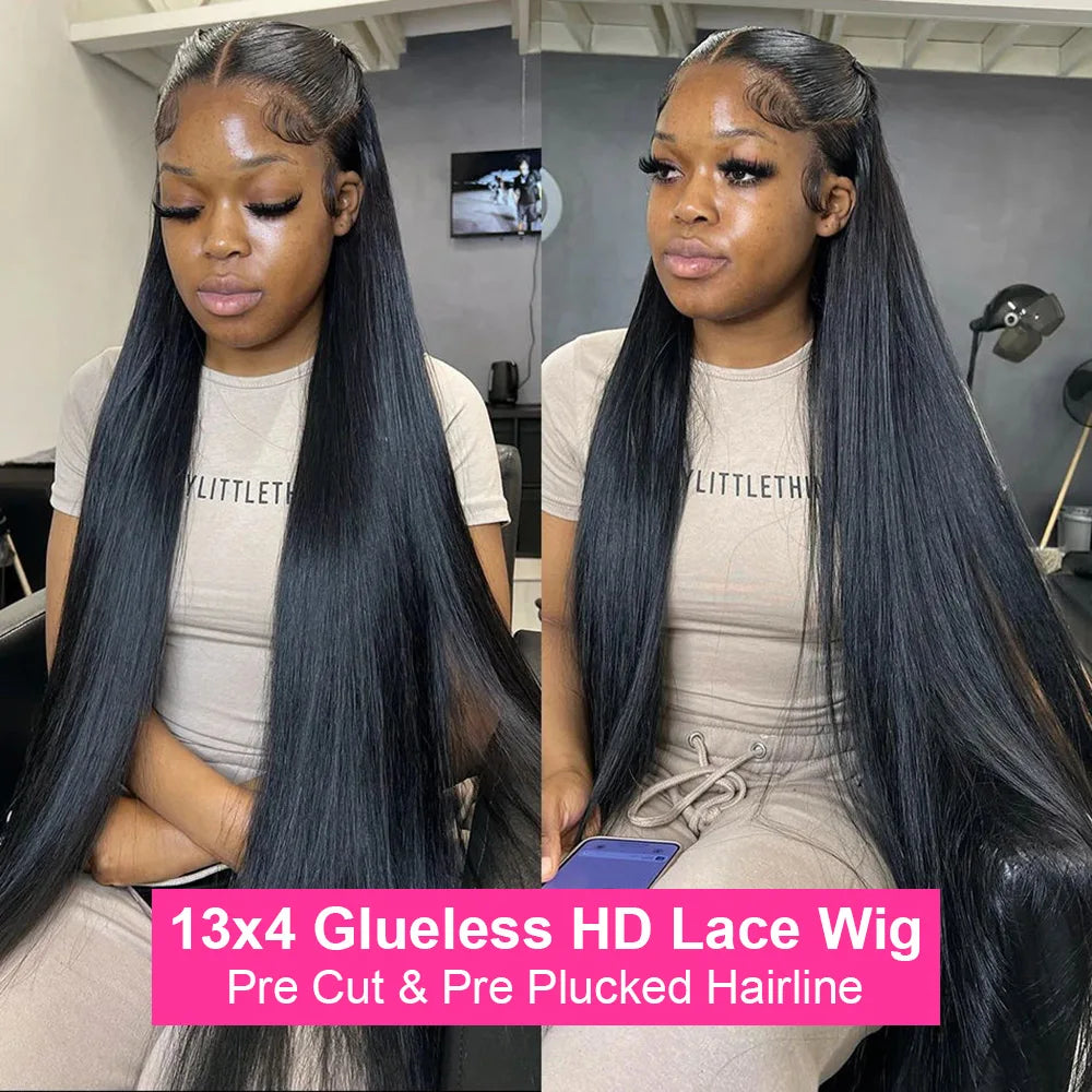 250% High Density Brazilian 30 40Inch Glueless Wig Human Hair Bone Straight 13x4 HD Lace Frontal Human Hair Wigs 7x5 Closure Wig