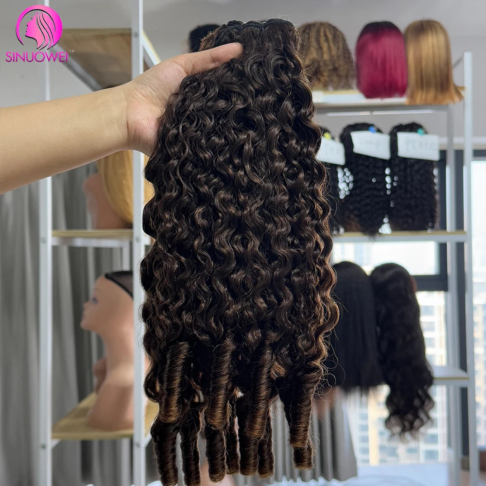 12A Burmese Curly Bundles Brown Pixie Curls Raw Hair 100% Human Hair Natural Curly Hair Weave Hair Extensions For Women Color #4
