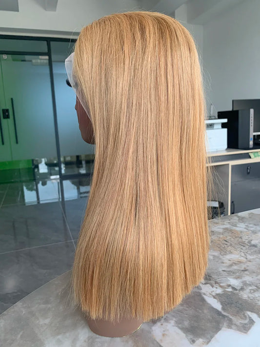 Raw Vietnamese 250 Density Human Hair Lace Frontal Wigs Straight 27 Honey Blonde Colored 13x4 Bob Wig Lace Front Human Hair Wigs