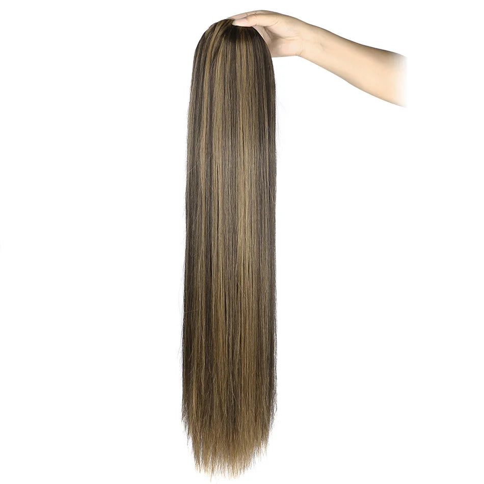 Synthetic Long Straight Ponytail Drawstring Pony Tail 32inch Clip In Hair Extensions for Women Heat Resistant Fake Hair BOOMING