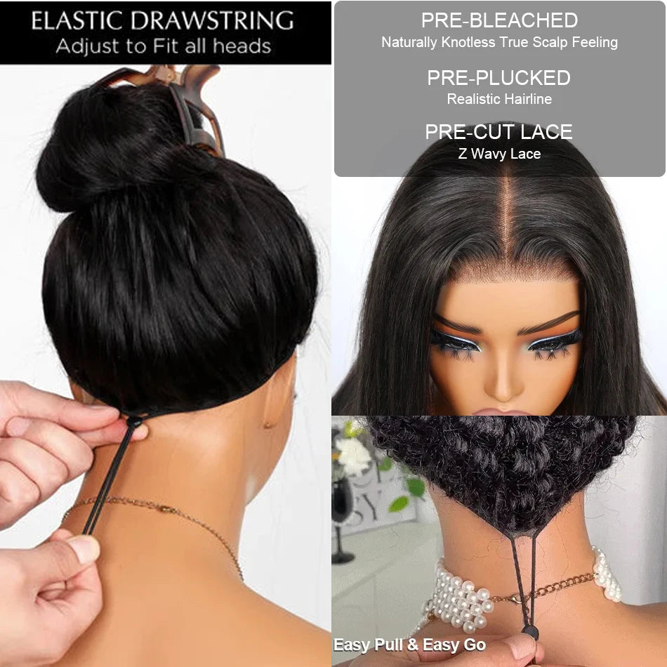 13x4 13x6 HD Lace Frontal Wig Body Wave Pull Go Glueless Human Hair Wigs with Elastic Drawstring 5x5 Closure Wig Beliself