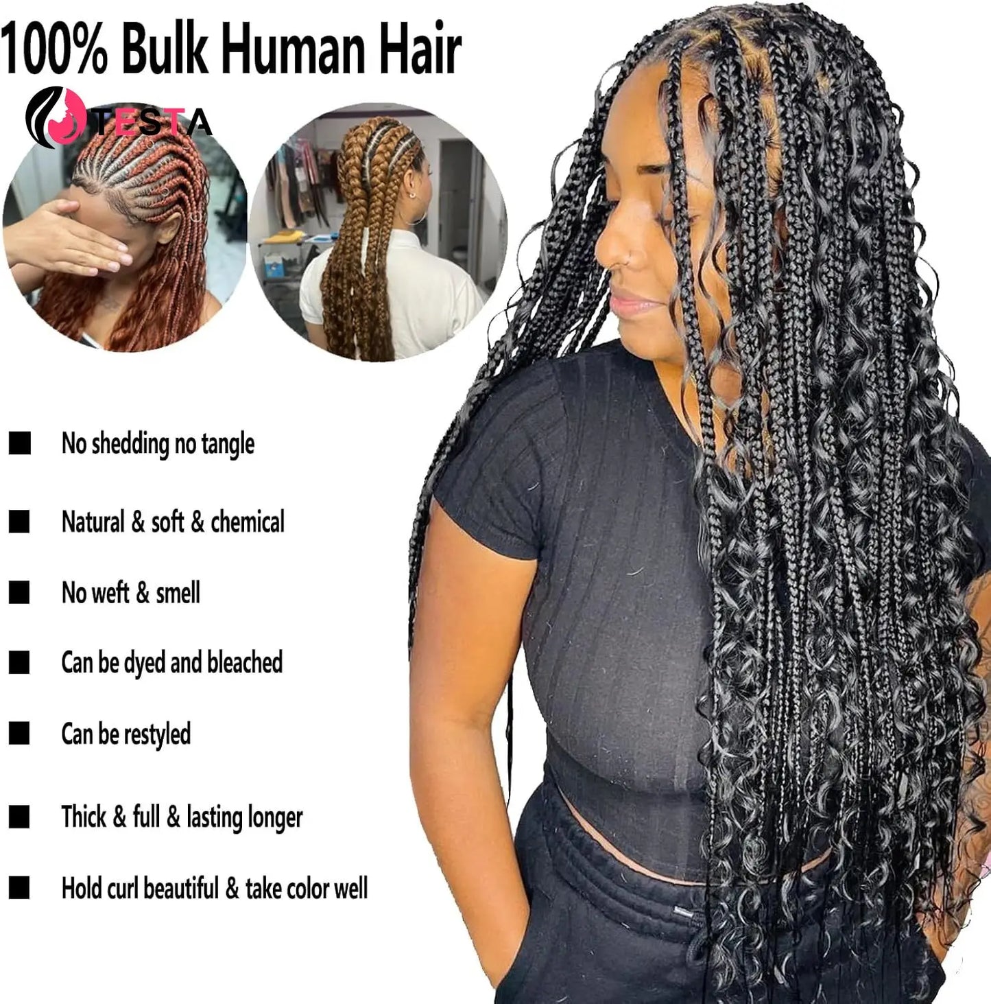 Bulk Human Hair For Braiding Jerry Curly Remy Indian Hair 10-28 Inches No Wefts Natural Color Hair Extension For Women 100g/pcs