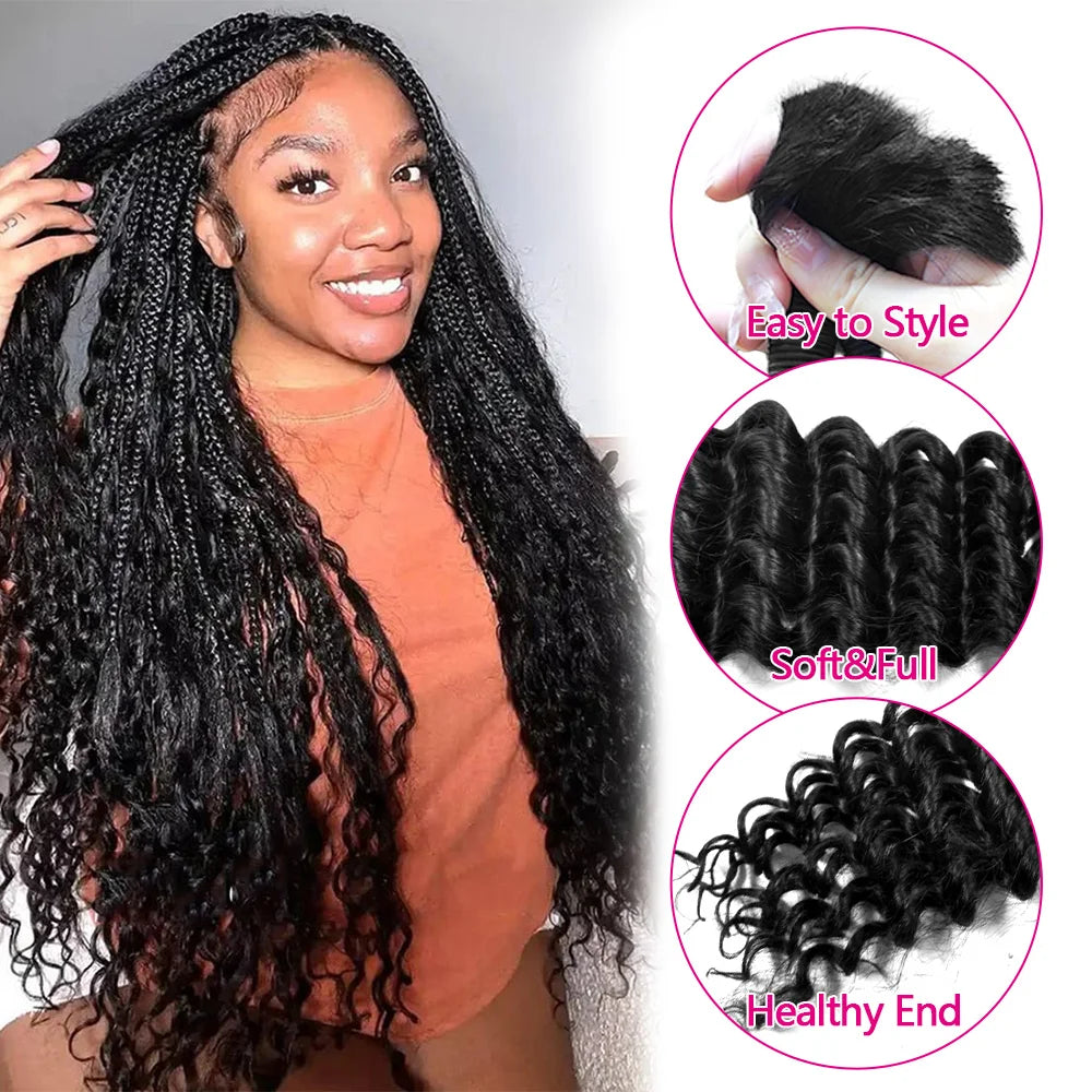 Bulk Braiding Hair 100% Human hair Deep Wave No Weft Brazilian Bundles Braids Extension Curly Human Hair Bundle for Boho Braids