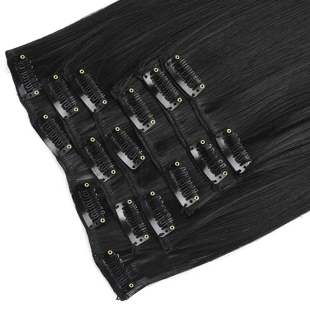 Clip in Hair Extensions Synthetic 24Inch Long Invisible Natural Straight 6 PCS Thick Seamless Clip on Hair Extensions for Women