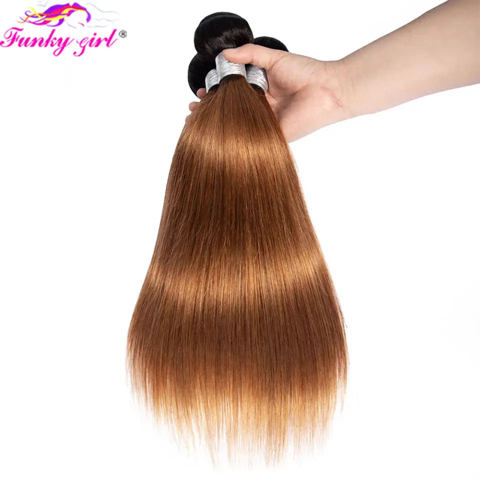 Human Hair Bundles Ombre Colored Bundles 10A Grade Bone Straight 100% Brazilian Human Hair 1/3/4 Pcs 32inches Hair Extensions
