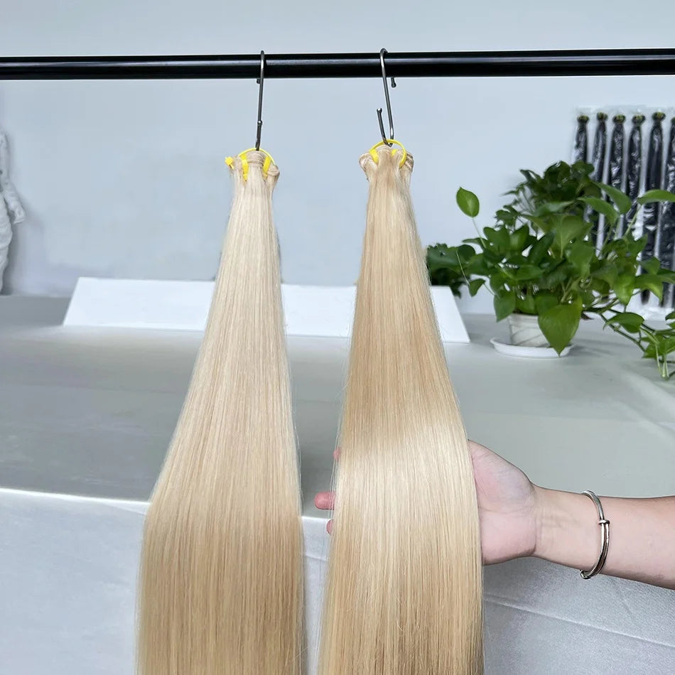 Double Drawn #613 Blonde Colored Bone Straight Human Hair Bundles 1/2/3/4 Pcs 100% Human Hair Weave Hair Extensions For Women