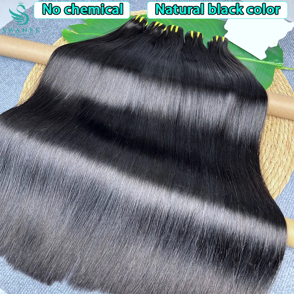 Bone Straight Human Hair Bundles 12A Grade 100% Unprocessed Raw Vietnamese Virgin Weft Hair Extensions #1B Natural Black