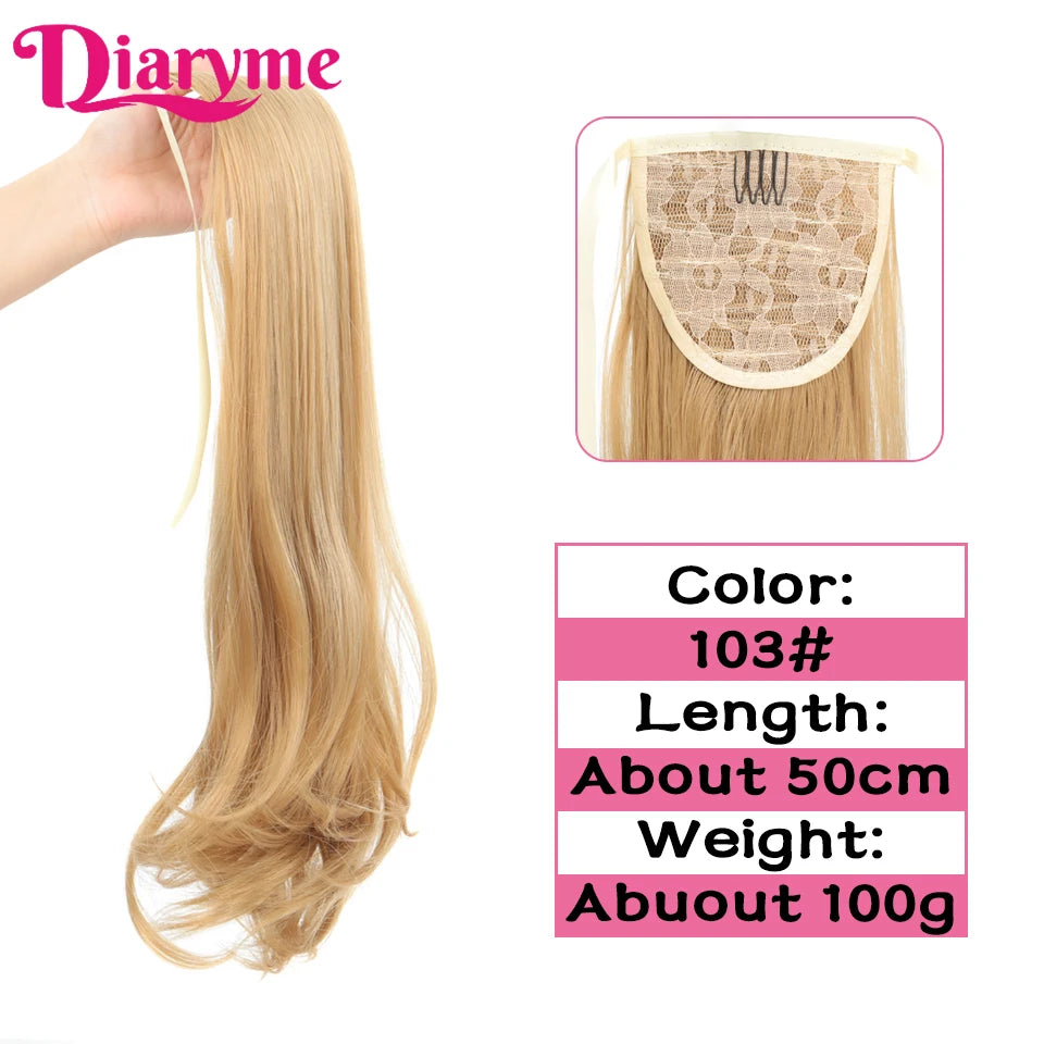 Synthetic Hairpiece Long Ponytail Hair Extensions Black Brown Wigs For Women Heat Reistan Pony Tail Fake Hair Clip In Ponytail