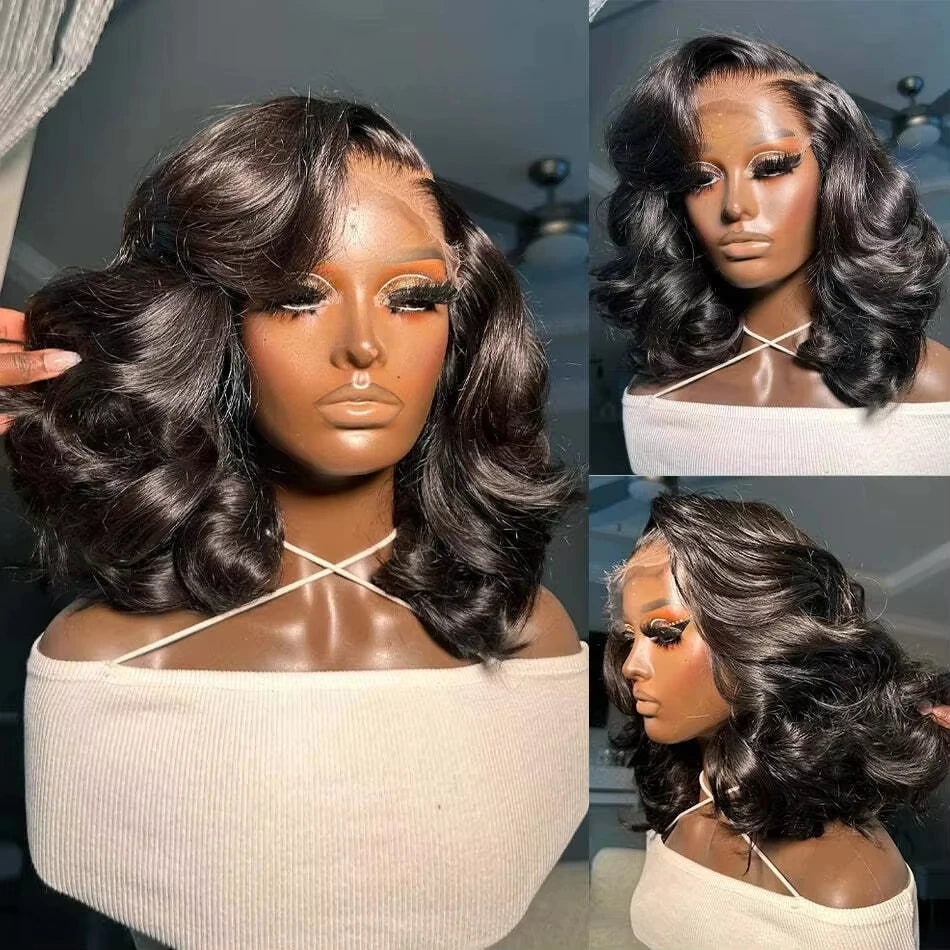 250% Density 100% Vietname Loose Wave Wig 13x4 Frontal Bouncy Wave Wig with Human Hair Natural Black For Black Women 14-20Inch